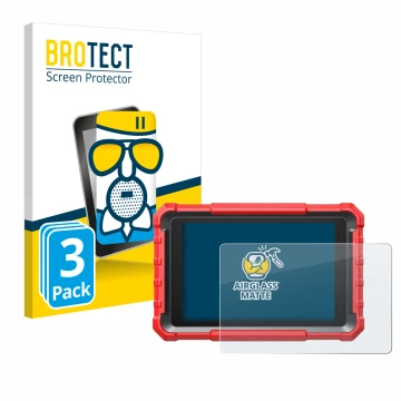 Front side of a product packaging with the brand logo BROTECT. Next to it is the device Launch X-431 PROS Elite Pro 5 shown wi