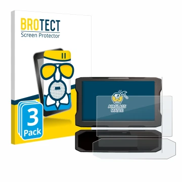 Front side of a product packaging with the brand logo BROTECT. Next to it is the device Honda CRF1100L 2024 Speedometer displa