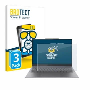 Front side of a product packaging with the brand logo BROTECT. Next to it is the device Lenovo Yoga 7i 2-in-1 Gen 10 14
