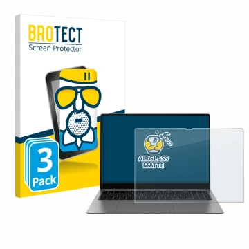 Front side of a product packaging with the brand logo BROTECT. Next to it is the device Samsung Galaxy Book5 Pro 16