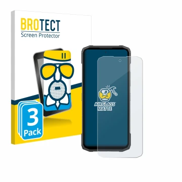 Front side of a product packaging with the brand logo BROTECT. Next to it is the device Doogee Blade 10 Power shown with the c