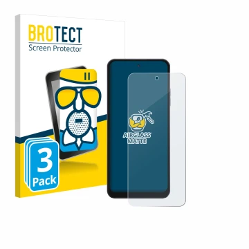 Front side of a product packaging with the brand logo BROTECT. Next to it is the device Hotwav Note 13 Max shown with the corr