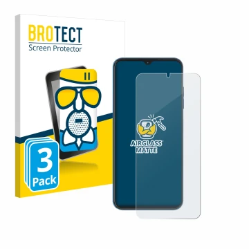 Front side of a product packaging with the brand logo BROTECT. Next to it is the device Hotwav Note 13 Pro shown with the corr