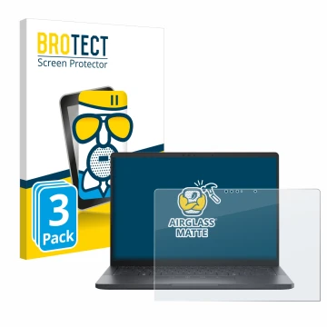 Front side of a product packaging with the brand logo BROTECT. Next to it is the device Dell Pro 13 Premium shown with the cor