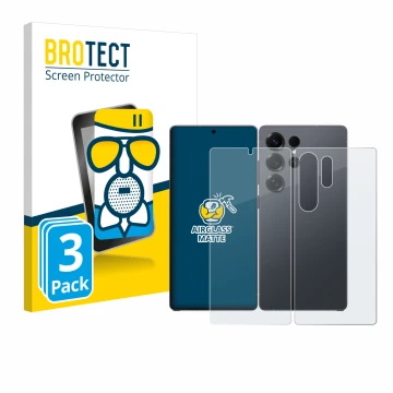 Front side of a product packaging with the brand logo BROTECT. Next to it is the device Samsung Galaxy S25 Ultra (Front+Back) 