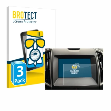 Front side of a product packaging with the brand logo BROTECT. Next to it is the device Ford Galaxy Infotainment Sync 3 (2019)