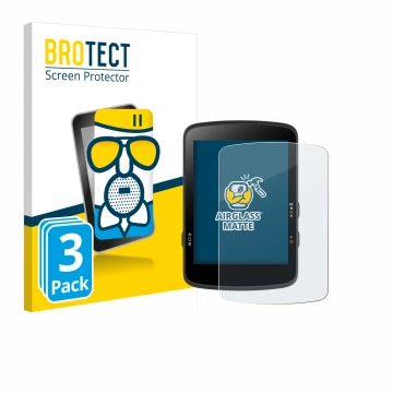 Front side of a product packaging with the brand logo BROTECT. Next to it is the device Bryton Rider 17 shown with the corresp