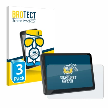 Front side of a product packaging with the brand logo BROTECT. Next to it is the device Carpuride W712D 7