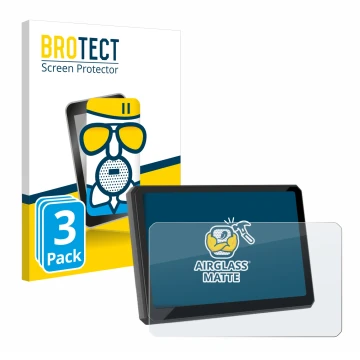 Front side of a product packaging with the brand logo BROTECT. Next to it is the device Carpuride W702BS 7