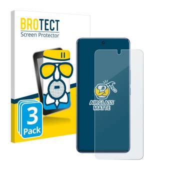 Front side of a product packaging with the brand logo BROTECT. Next to it is the device Vivo V50 shown with the corresponding 