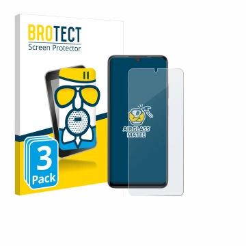 Front side of a product packaging with the brand logo BROTECT. Next to it is the device ZTE Blade V70 Max shown with the corre