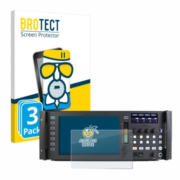 Front side of a product packaging with the brand logo BROTECT. Next to it is the device Behringer Wing Rack shown with the cor