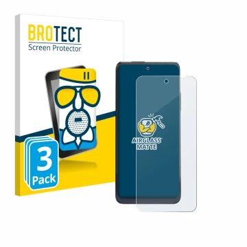 Front side of a product packaging with the brand logo BROTECT. Next to it is the device Thuraya One shown with the correspondi