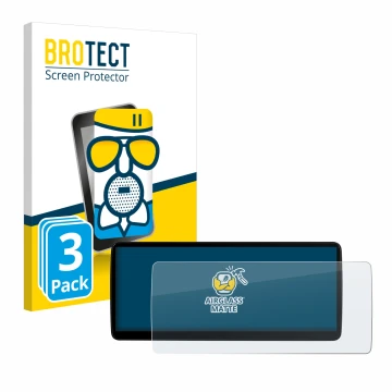 Front side of a product packaging with the brand logo BROTECT. Next to it is the device Xtrons QLB22X3UNL 12,3