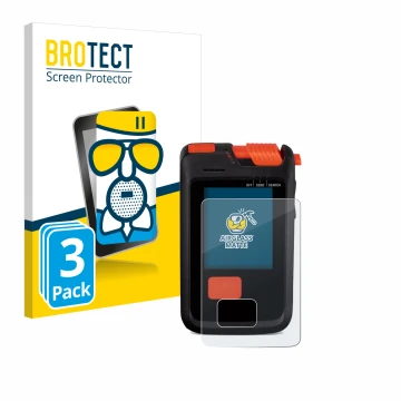 Front side of a product packaging with the brand logo BROTECT. Next to it is the device Mammut Barryvox S2 shown with the corr