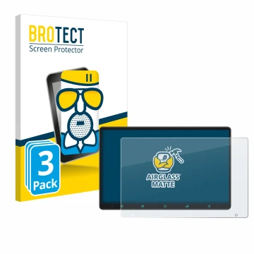 Front side of a product packaging with the brand logo BROTECT. Next to it is the device Joying Car Radio 11.6