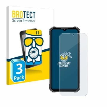 Front side of a product packaging with the brand logo BROTECT. Next to it is the device Oukitel G1 shown with the correspondin