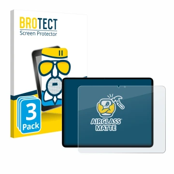 Front side of a product packaging with the brand logo BROTECT. Next to it is the device Apple iPad Air 13