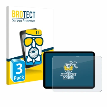 Front side of a product packaging with the brand logo BROTECT. Next to it is the device Apple iPad A16 11