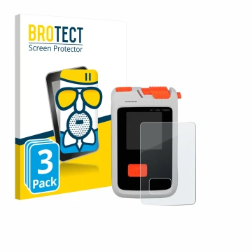Front side of a product packaging with the brand logo BROTECT. Next to it is the device Mammut Barryvox Barryvox 2 shown with 