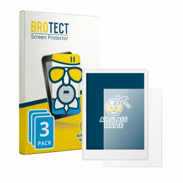 Front side of a product packaging with the brand logo BROTECT. Next to it is the device Meebook M8 7.8