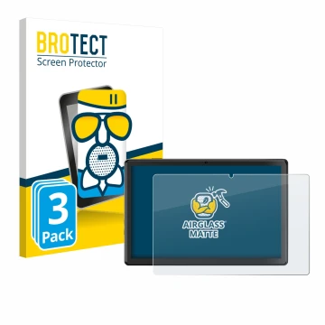 Front side of a product packaging with the brand logo BROTECT. Next to it is the device SGIN T10 Pro 10.1