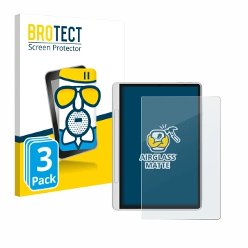 Front side of a product packaging with the brand logo BROTECT. Next to it is the device XP-Pen Magic Note Pad shown with the c
