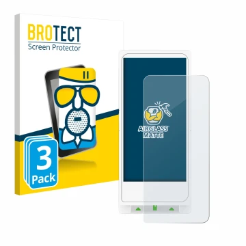 Front side of a product packaging with the brand logo BROTECT. Next to it is the device Clover Flex shown with the correspondi