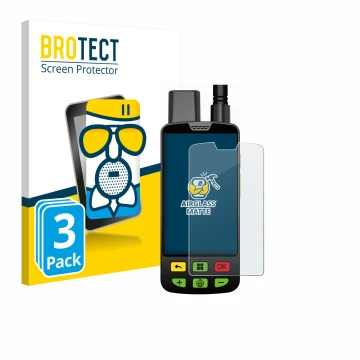 Front side of a product packaging with the brand logo BROTECT. Next to it is the device Aduro Locit GPS shown with the corresp