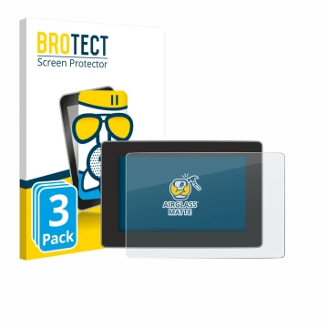 Front side of a product packaging with the brand logo BROTECT. Next to it is the device Tesla Model Y Juniper 2025 shown with 