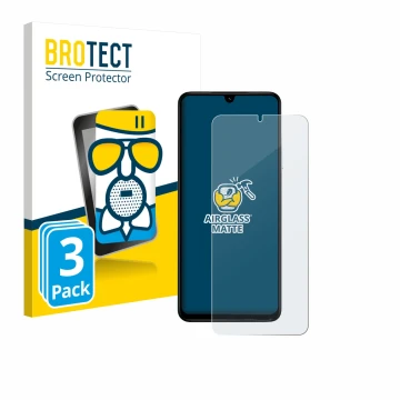 Front side of a product packaging with the brand logo BROTECT. Next to it is the device Xiaomi Poco C71 shown with the corresp