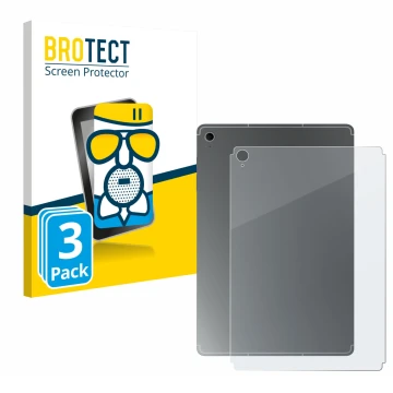 Front side of a product packaging with the brand logo BROTECT. Next to it is the device Samsung Galaxy Tab S10 FE+ (Back) show