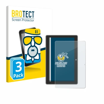 Front side of a product packaging with the brand logo BROTECT. Next to it is the device Lenovo Tab TB311 XU shown with the cor