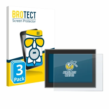 Front side of a product packaging with the brand logo BROTECT. Next to it is the device Jeep Compass Longitud (2018) shown wit