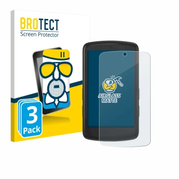 Front side of a product packaging with the brand logo BROTECT. Next to it is the device Bryton Rider S810 shown with the corre