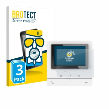 Front side of a product packaging with the brand logo BROTECT. Next to it is the device Biticino 344672 shown with the corresp