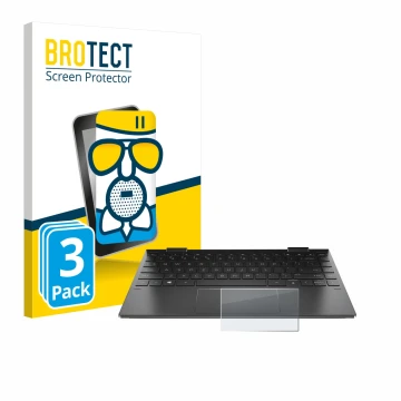 Front side of a product packaging with the brand logo BROTECT. Next to it is the device HP Envy x360 (13-X) (ONLY Touch Trackp