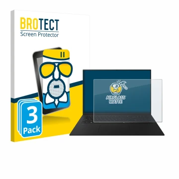 Front side of a product packaging with the brand logo BROTECT. Next to it is the device LG gram 17
