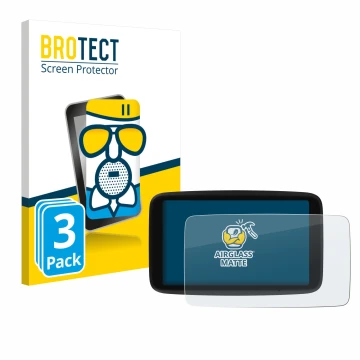 Front side of a product packaging with the brand logo BROTECT. Next to it is the device TomTom Go Navigator 6 (2nd generation)