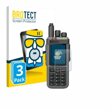 Front side of a product packaging with the brand logo BROTECT. Next to it is the device Radtel RT-880 shown with the correspon