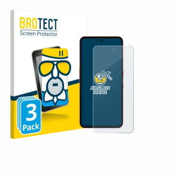 Front side of a product packaging with the brand logo BROTECT. Next to it is the device Nothing CMF Phone 2 Pro shown with the