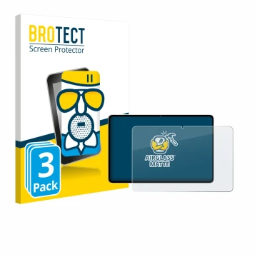 Front side of a product packaging with the brand logo BROTECT. Next to it is the device Nubia Pad Pro shown with the correspon