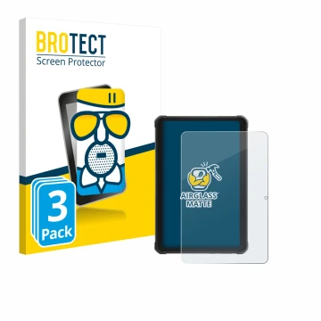 Front side of a product packaging with the brand logo BROTECT. Next to it is the device Hotwav R10 Pro shown with the correspo