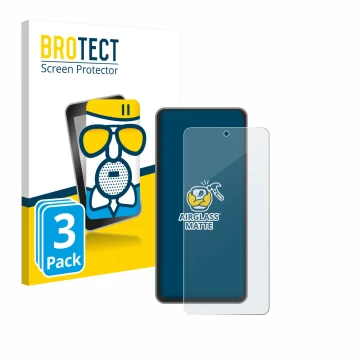 Front side of a product packaging with the brand logo BROTECT. Next to it is the device realme GT 7T shown with the correspond