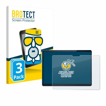 Front side of a product packaging with the brand logo BROTECT. Next to it is the device Microsoft Surface Pro 13 shown with th