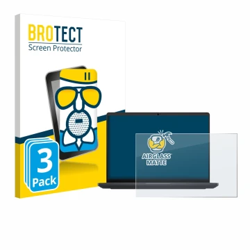 Front side of a product packaging with the brand logo BROTECT. Next to it is the device Dell Pro Max 16 shown with the corresp