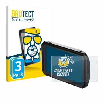 Front side of a product packaging with the brand logo BROTECT. Next to it is the device Blackmagic Design Pyxis Monitor 5