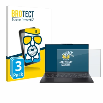 Front side of a product packaging with the brand logo BROTECT. Next to it is the device Acer Swift 16 AI shown with the corres