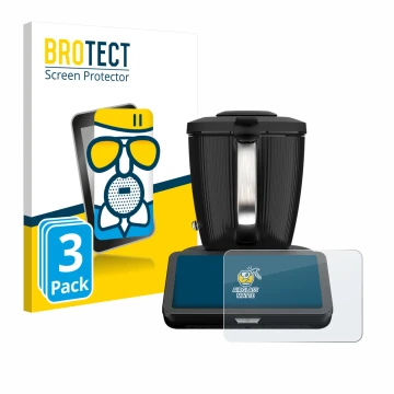 Front side of a product packaging with the brand logo BROTECT. Next to it is the device Vorwerk Bimby TM7 shown with the corre