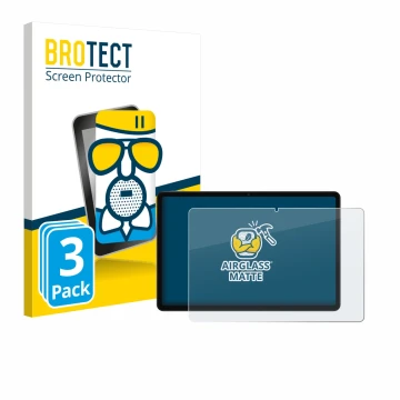 Front side of a product packaging with the brand logo BROTECT. Next to it is the device Xiaomi Redmi Pad 2 shown with the corr